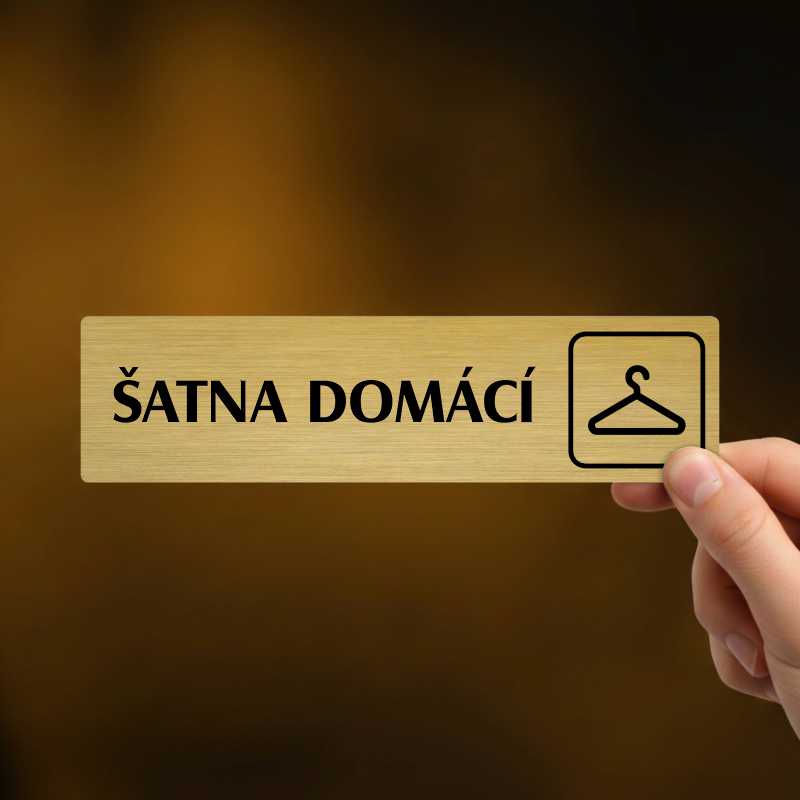 Šatna domácí, stříbrná cedulka, 180x45mm