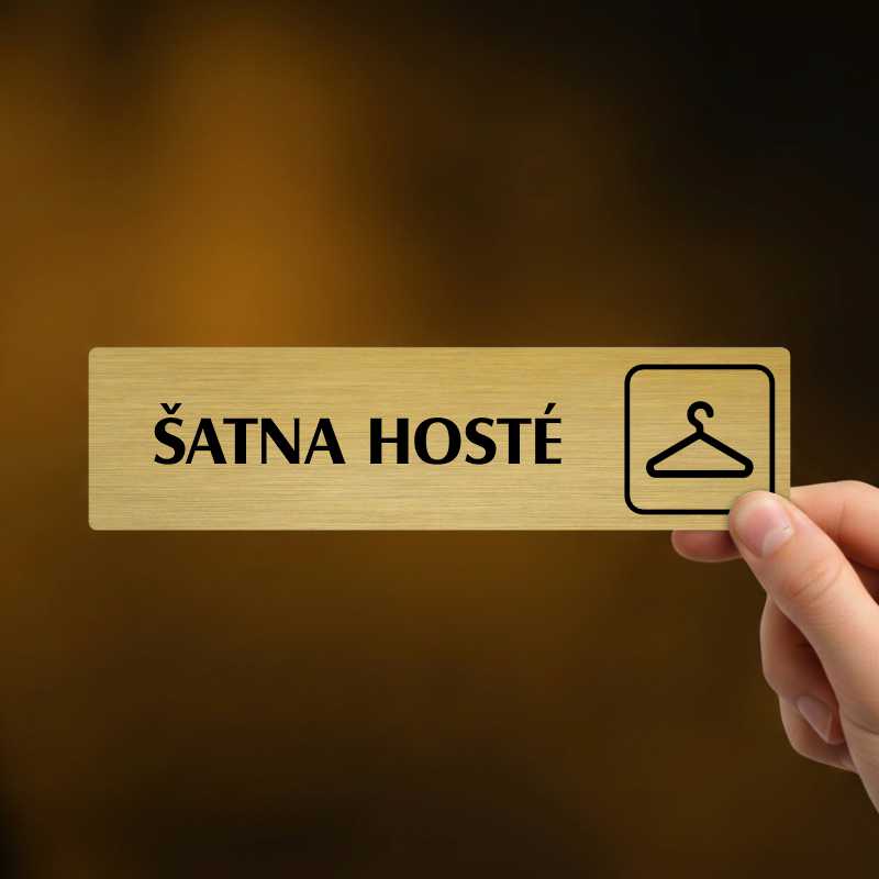 Šatna hosté, stříbrná cedulka, 180x45mm
