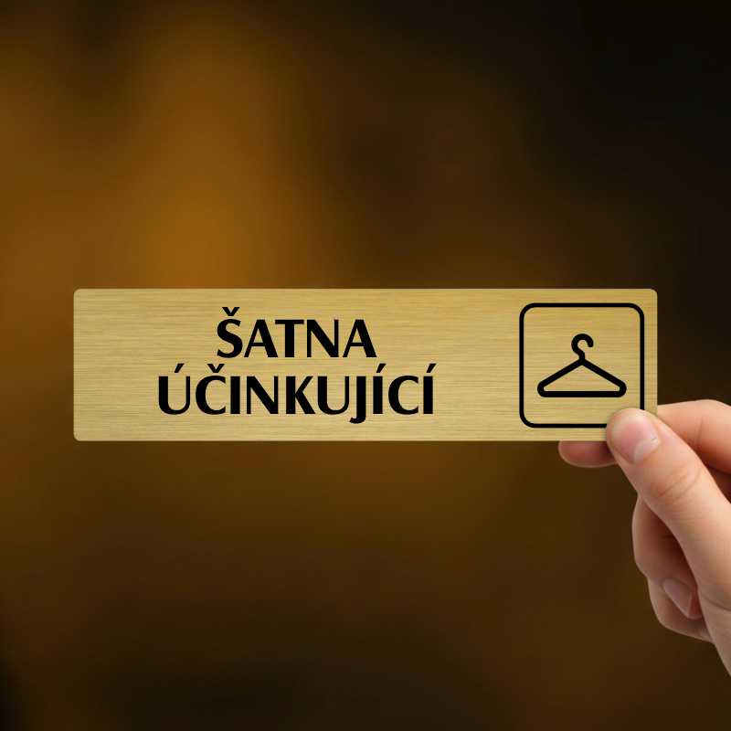 Šatna účinkující, stříbrná cedulka, 180x45mm