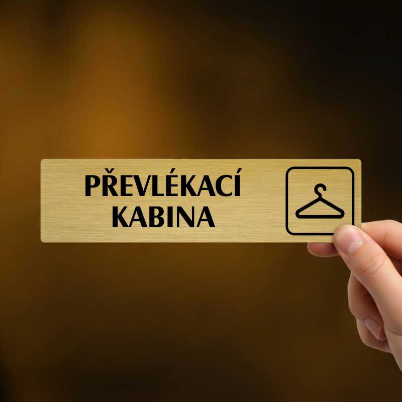 Převlékací kabina, stříbrná cedulka, 180x45mm