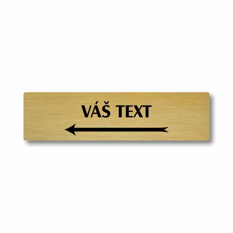 Váš text šipka vlevo, stříbrná cedulka, 180x45mm