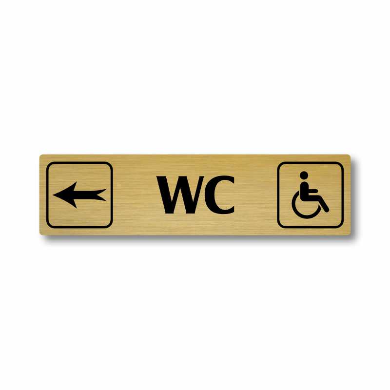 WC invalida vlevo, stříbrná cedulka, 180x45mm