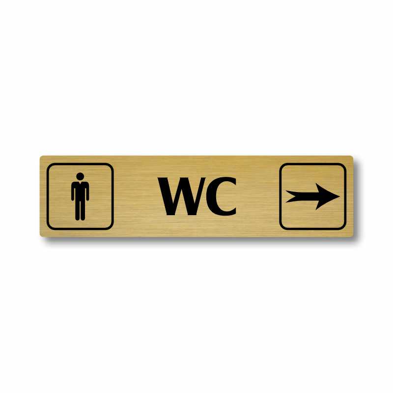 WC muži vpravo, stříbrná cedulka, 180x45mm