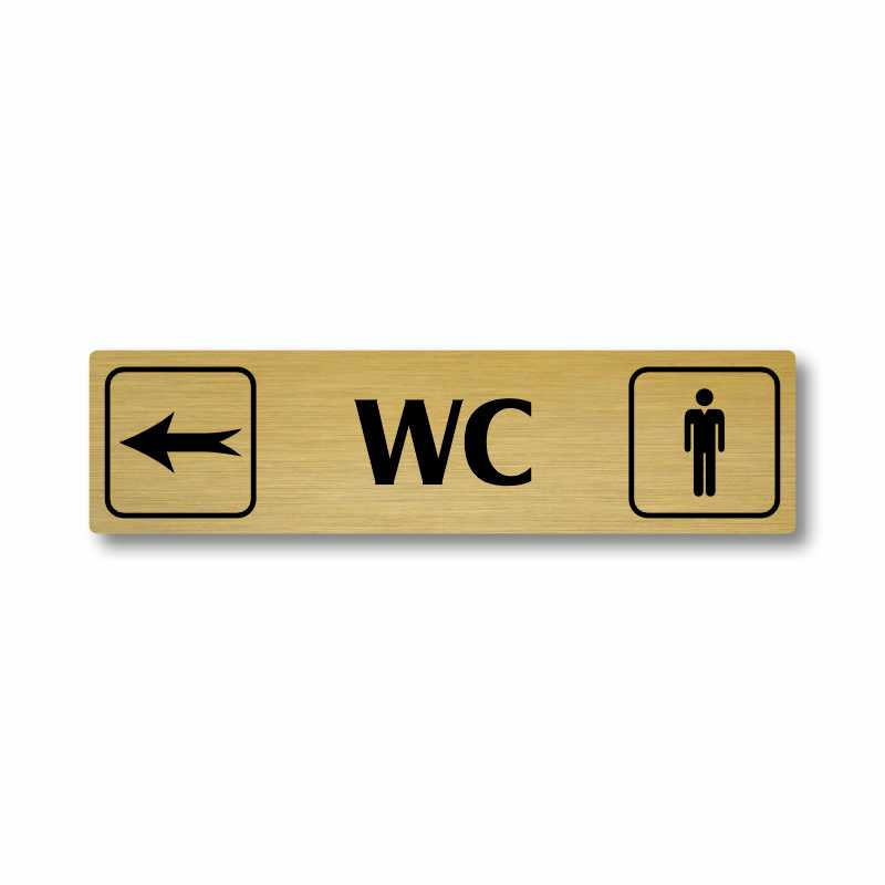 WC muži vlevo, stříbrná cedulka, 180x45mm