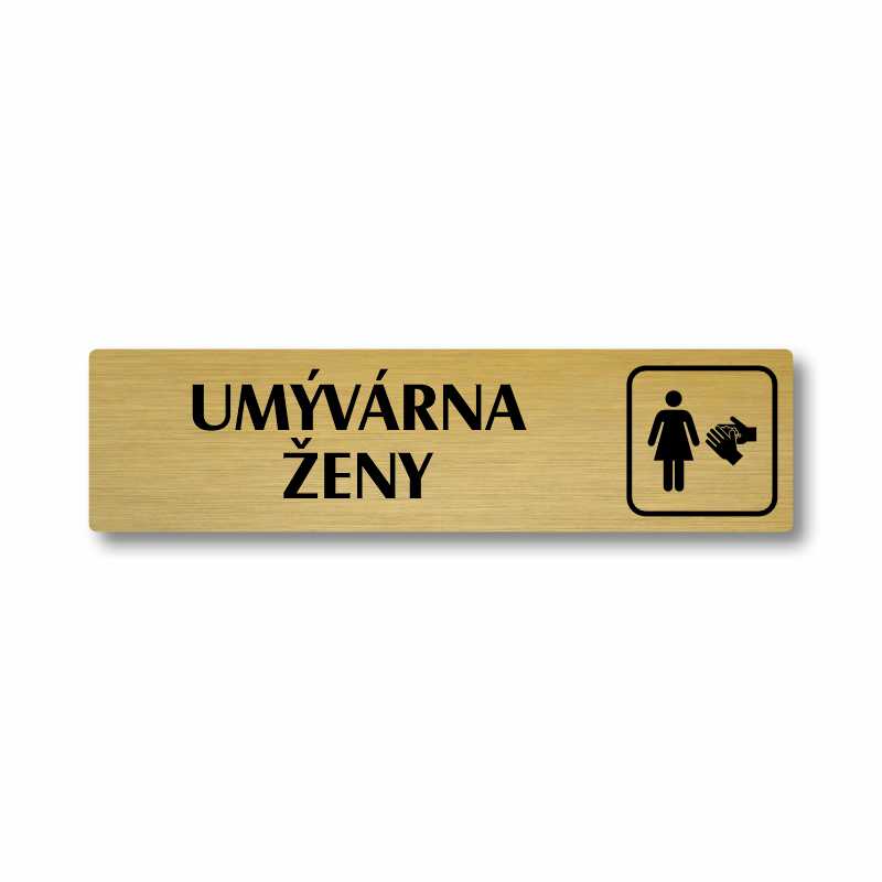 Umývárna ženy, stříbrná cedulka, 180x45mm