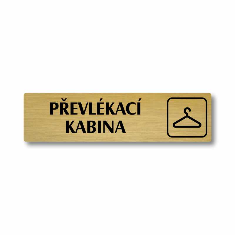Převlékací kabina, stříbrná cedulka, 180x45mm