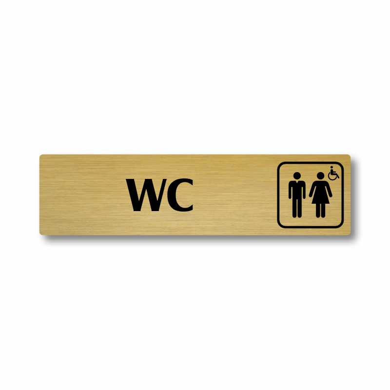 WC společné a invalida, stříbrná cedulka, 180x45mm