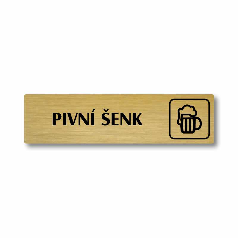 Pivní šenk, stříbrná cedulka, 180x45mm