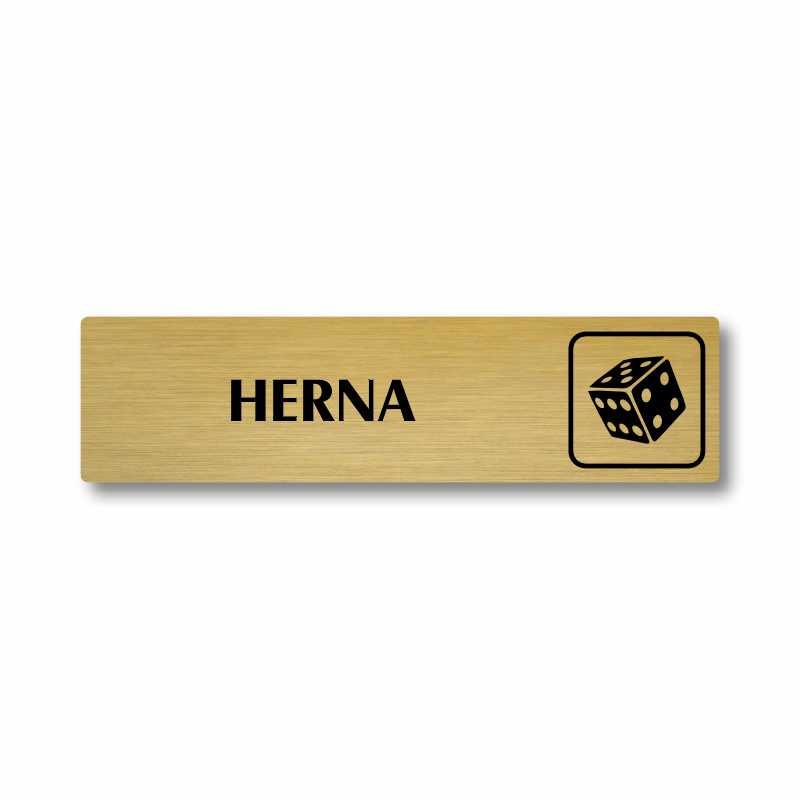 Herna, stříbrná cedulka, 180x45mm