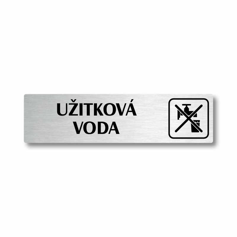 Užitková voda, stříbrná cedulka, 180x45mm