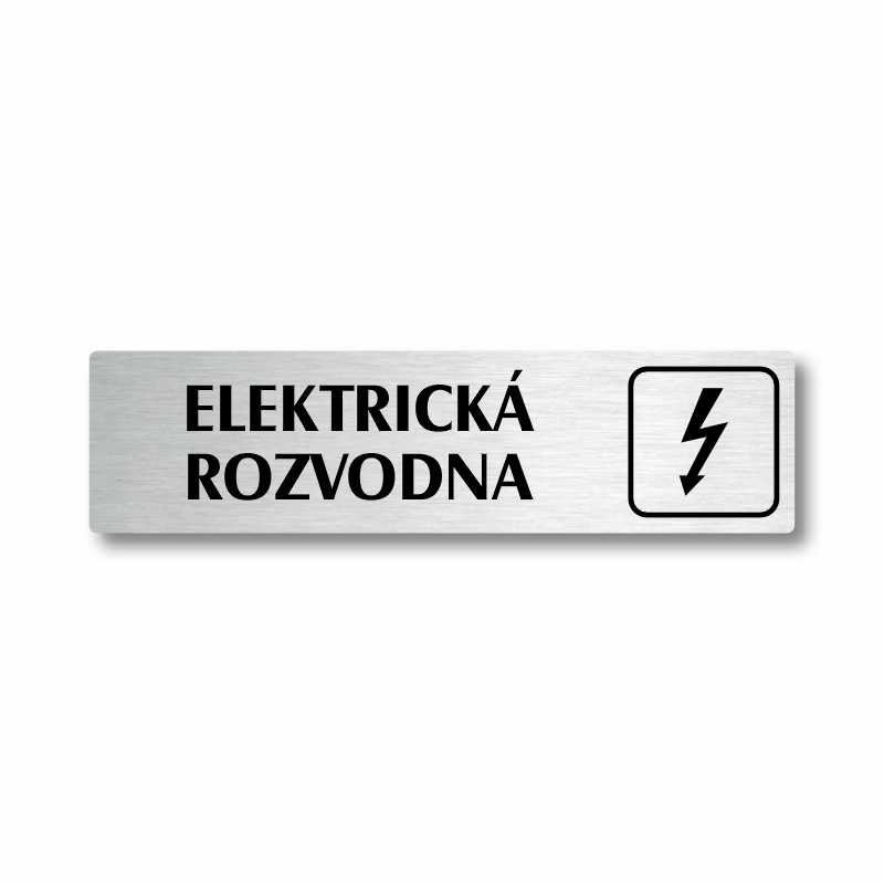 Elektrická rozvodna, stříbrná cedulka, 180x45mm