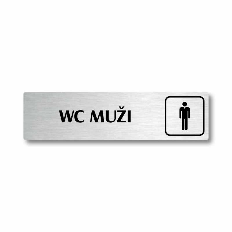 WC muži, stříbrná cedulka, 180x45mm