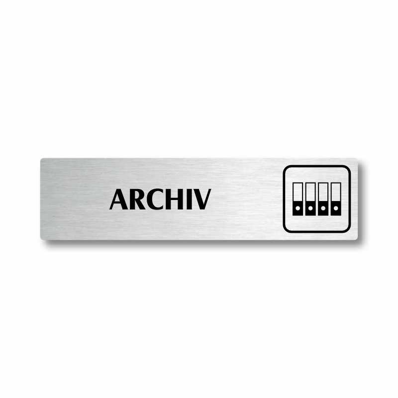 Archiv, stříbrná cedulka, 180x45mm