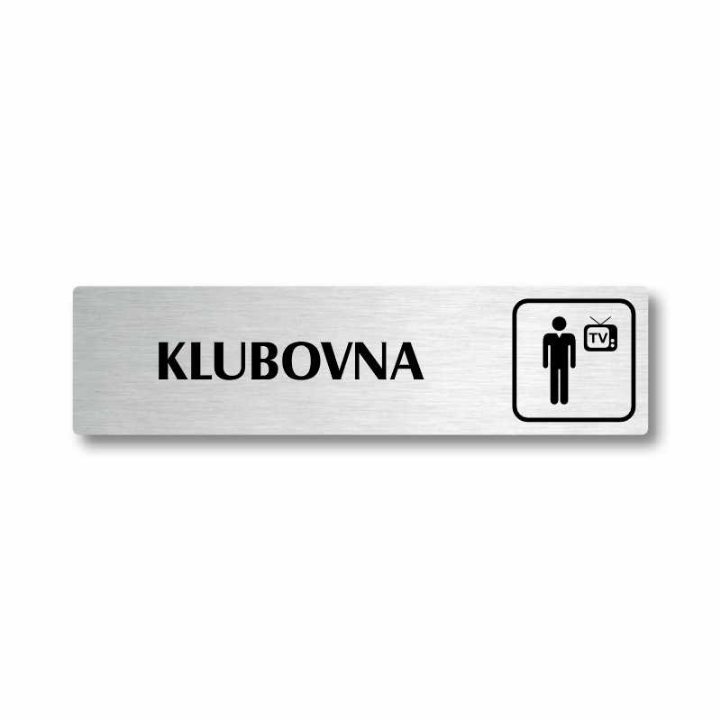 Klubovna, stříbrná cedulka, 180x45mm