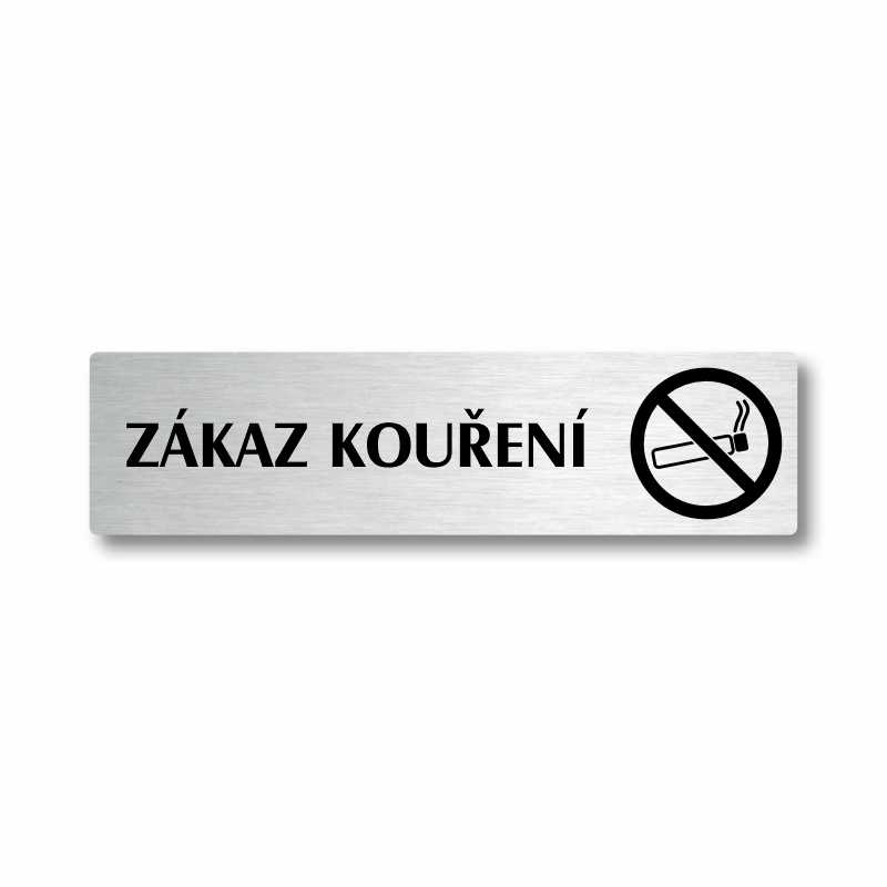 Zákaz kouření, stříbrná cedulka, 180x45mm