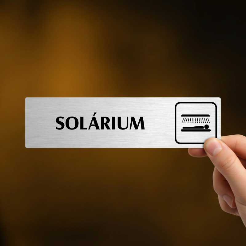 Solárium, stříbrná cedulka, 180x45mm