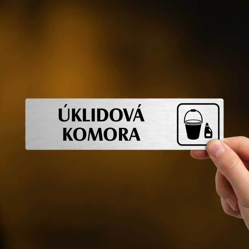 Úklidová komora, stříbrná cedulka, 180x45mm