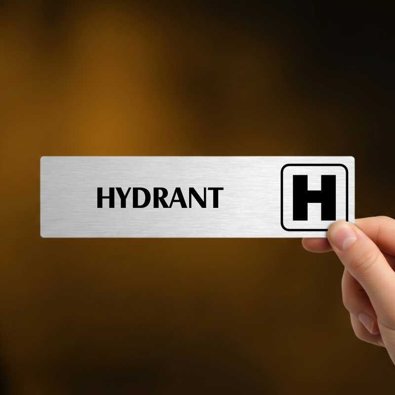 Hydrant, stříbrná cedulka, 180x45mm