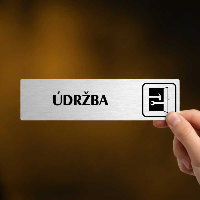 Údržba, stříbrná cedulka, 180x45mm
