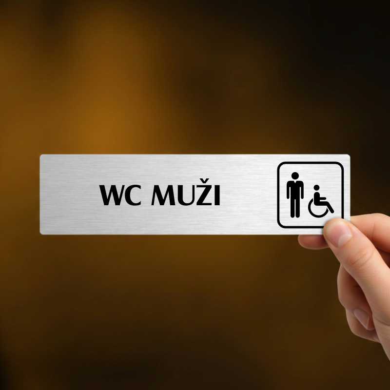 WC muži invalida, zlatá cedulka, 180x45mm, typ Florida