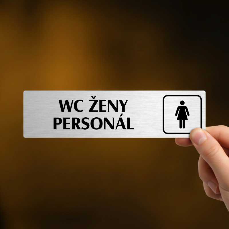 WC ženy personál, zlatá cedulka, 180x45mm, typ Florida