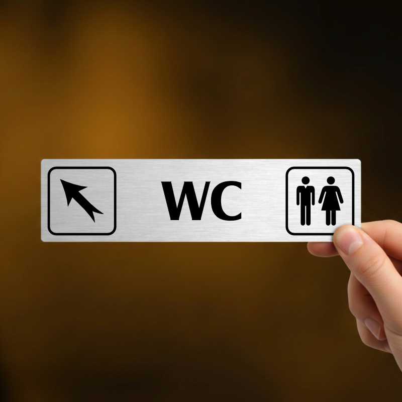 WC vlevo nahoru, zlatá cedulka, 180x45mm, typ Florida