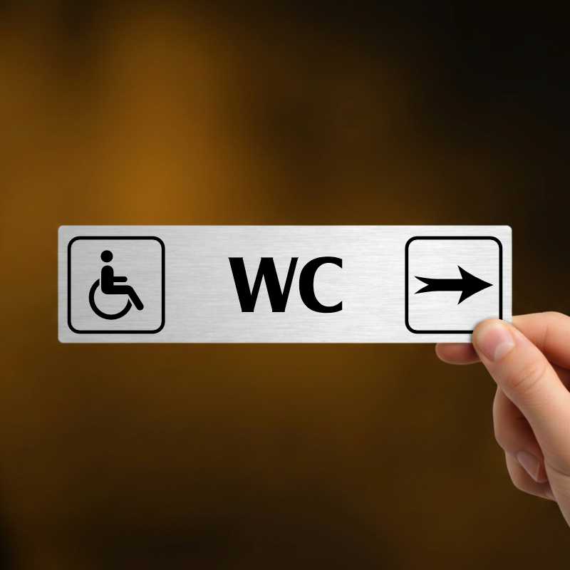 WC invalida vpravo, zlatá cedulka, 180x45mm, typ Florida