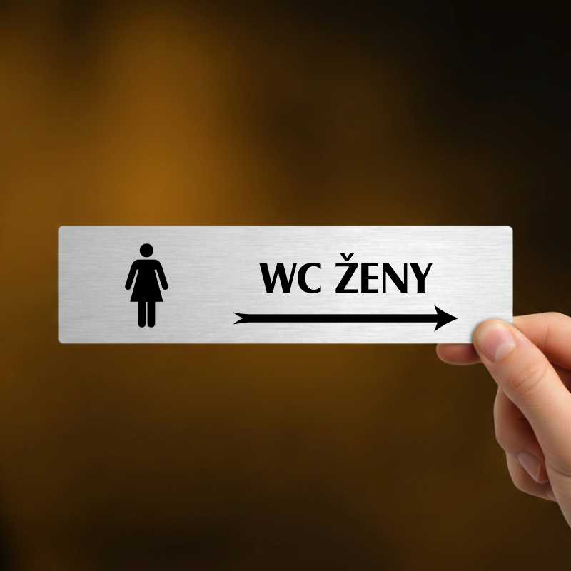 WC ženy vpravo, zlatá cedulka, 180x45mm, typ Florida