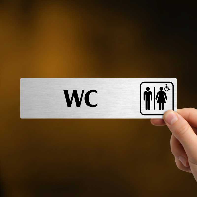 WC oddělené a invalida, zlatá cedulka, 180x45mm, typ Florida