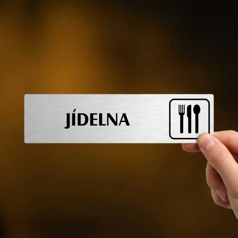 Jídelna, stříbrná cedulka, 180x45mm