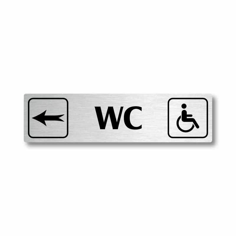 WC invalida vlevo, stříbrná cedulka, 180x45mm