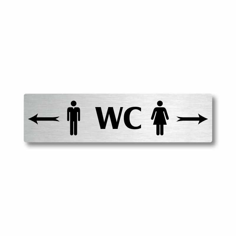WC ženy vpravo, stříbrná cedulka, 180x45mm