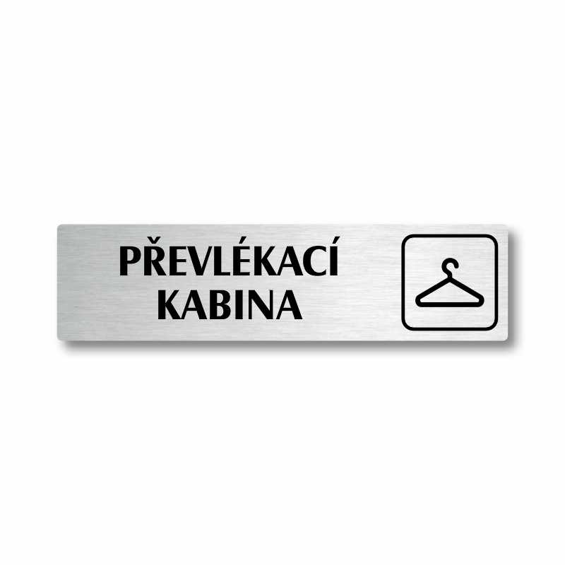 Převlékací kabina, stříbrná cedulka, 180x45mm