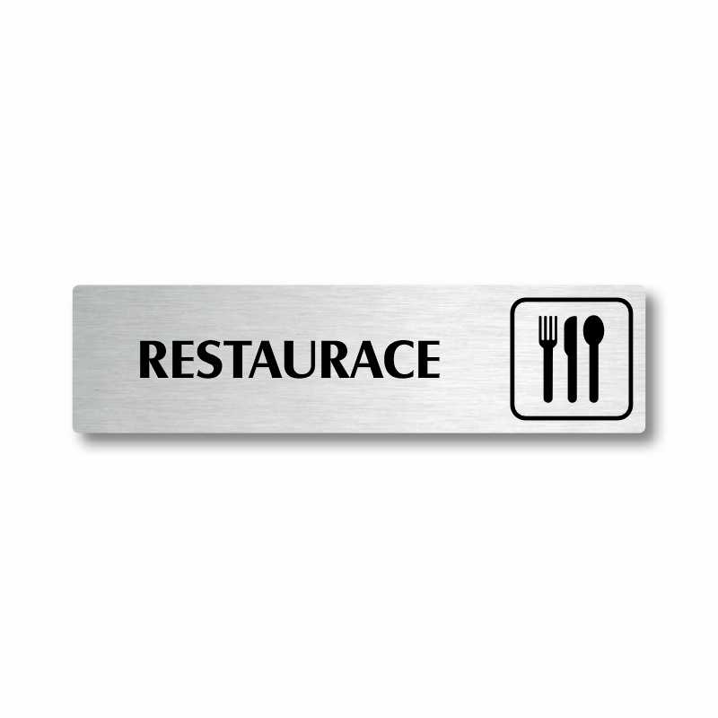 Restaurace, stříbrná cedulka, 180x45mm