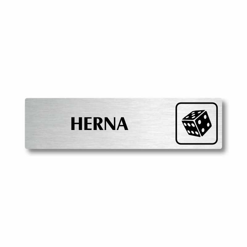 Herna, stříbrná cedulka, 180x45mm