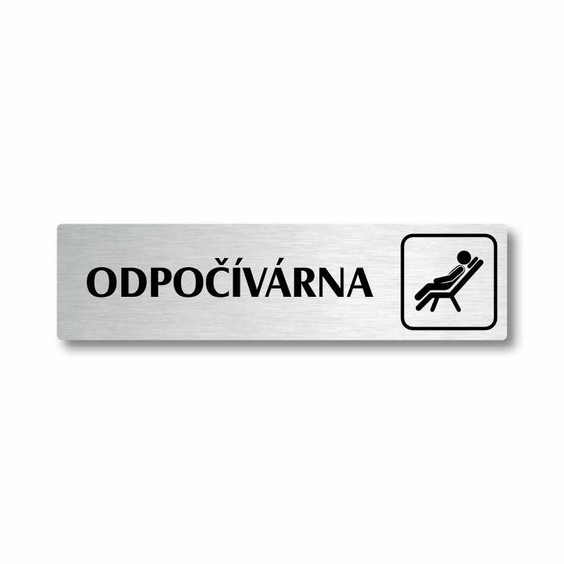 Odpočívárna, stříbrná cedulka, 180x45mm