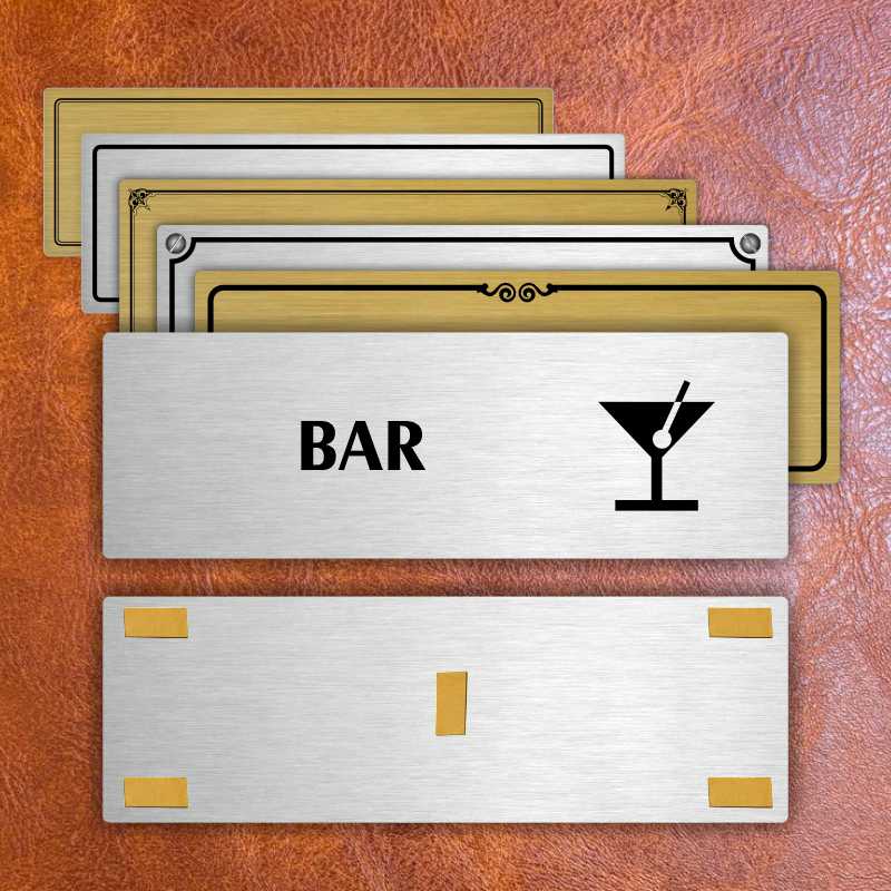 Bar, 200x66mm, zlatá popiska s dvojtým rámečkem