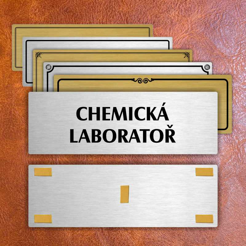 Chemická laboratoř, 240x79mm, stříbrná popiska 
