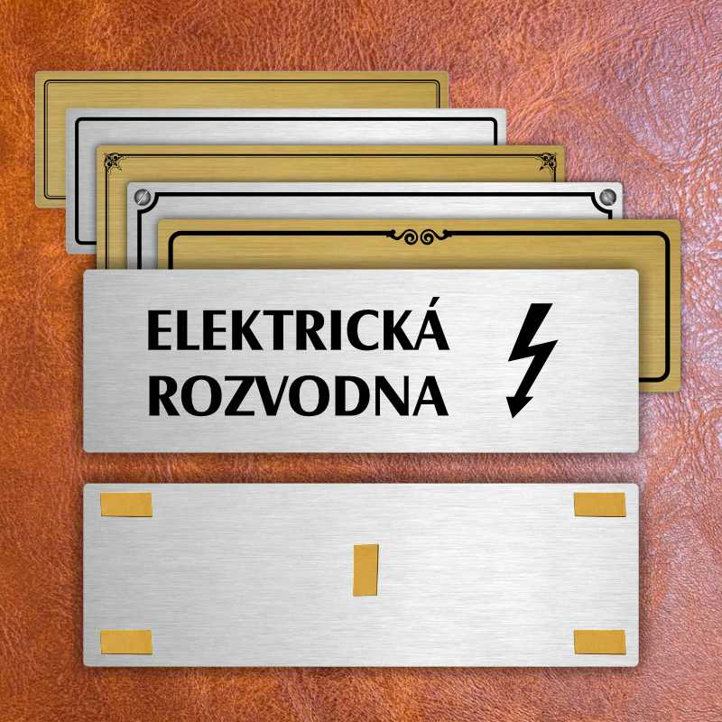 Elektrická rozvodna, 240x79mm, zlatá popiska s okrasným rámečkem  