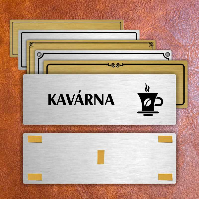 Kavárna, 200x66mm, zlatá popiska s rámečkem