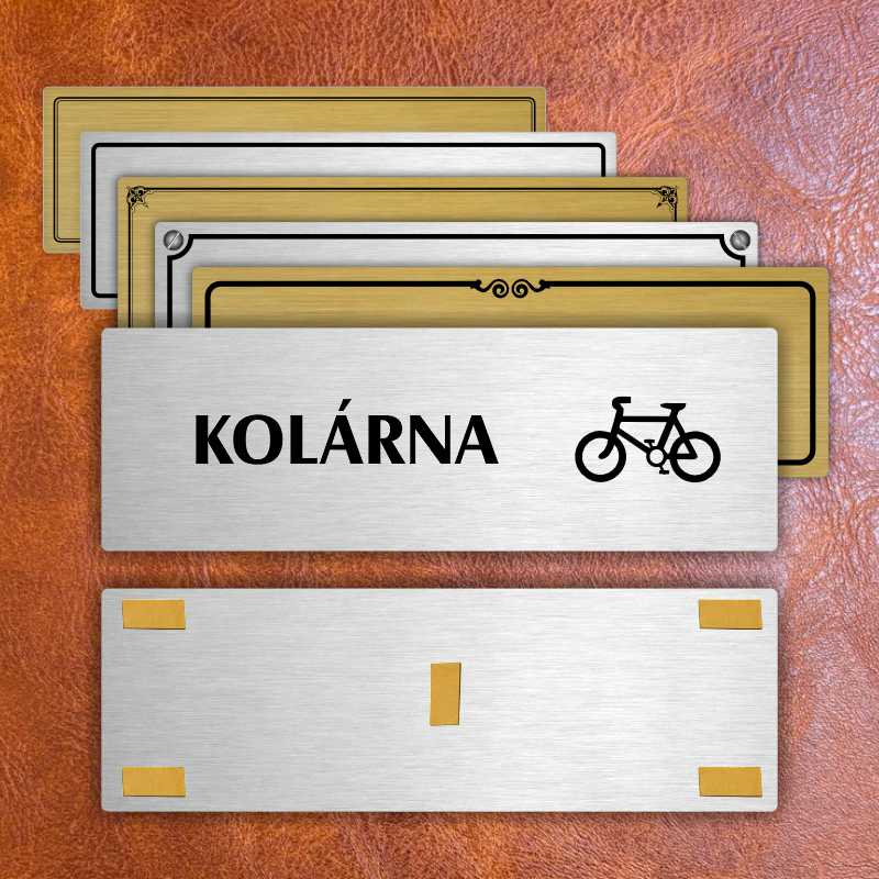 Kolárna, 200x66mm, zlatá popiska s ozdobou uprostřed