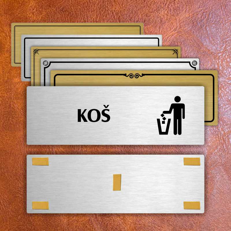 Koš, 200x66mm, zlatá popiska s okrasným rámečkem  