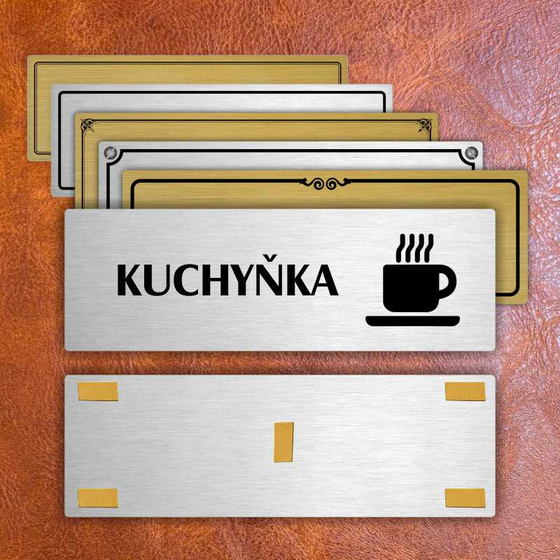 Kuchyňka, 240x79mm, stříbrná popiska s rámečkem