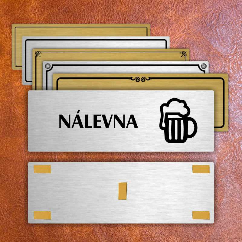 Nálevna, 240x79mm, stříbrná popiska s dvojtým rámečkem