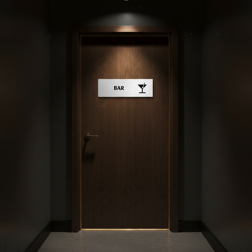 Bar, 200x66mm, zlatá popiska s dvojtým rámečkem