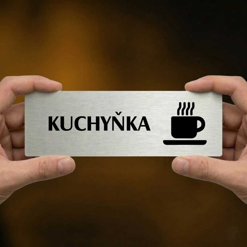 Kuchyňka, 240x79mm, stříbrná popiska s rámečkem