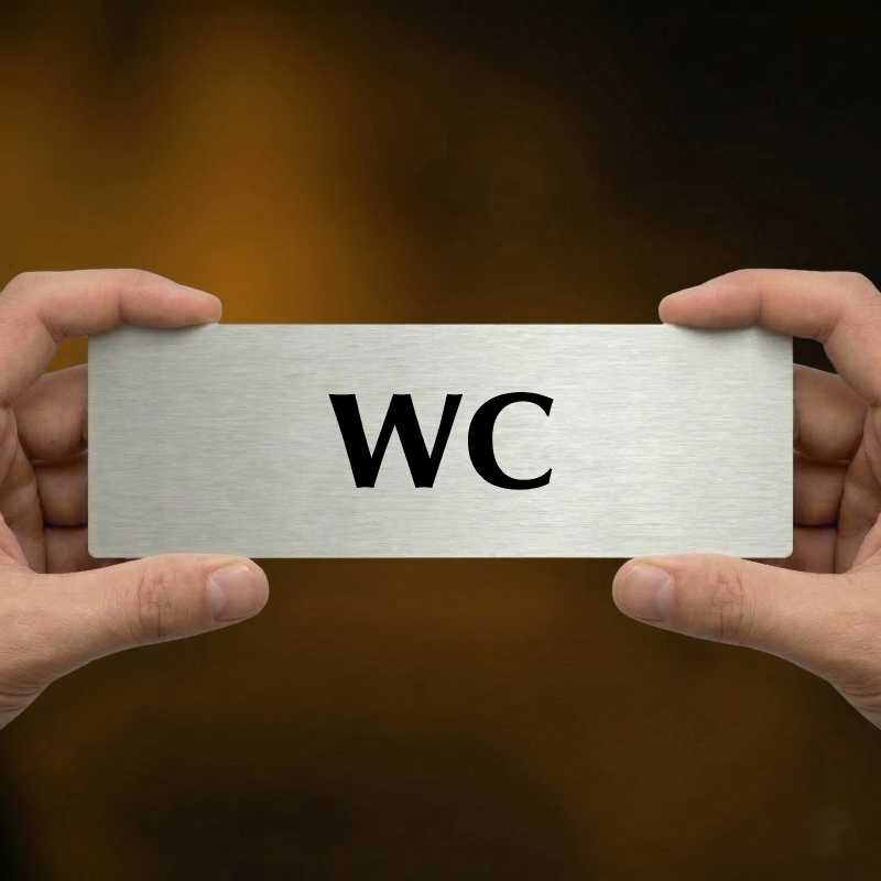 WC, 200x66mm, zlatá popiska s imitacemi šroubků
