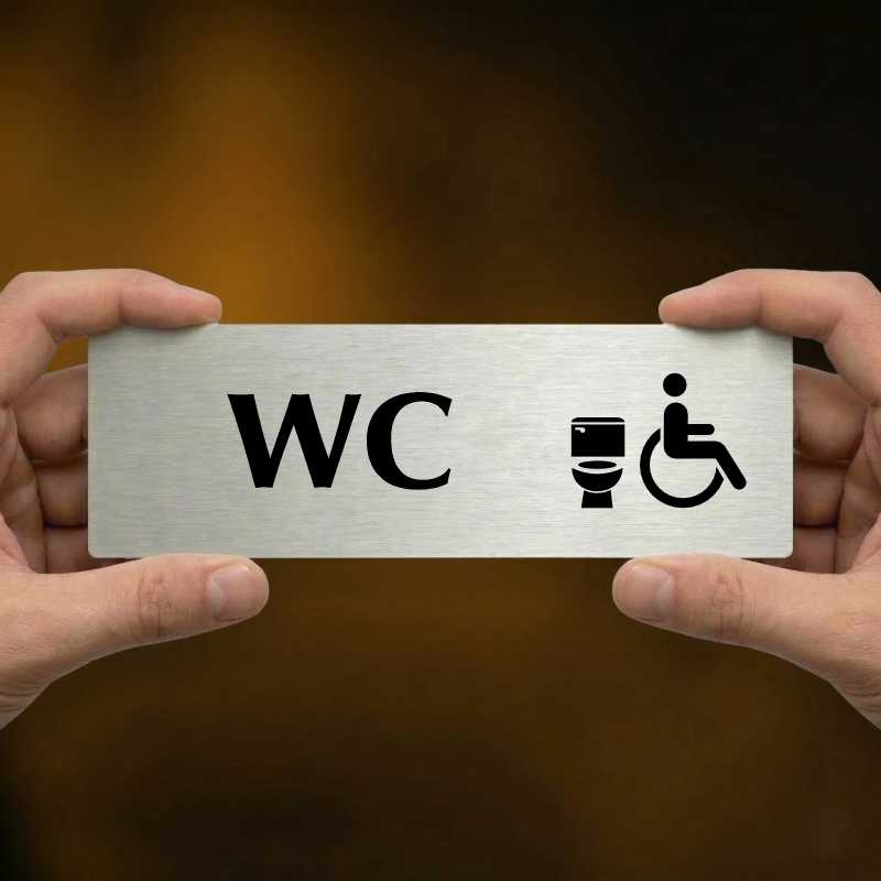 WC invalida, 200x66mm, zlatá popiska s ozdobou uprostřed