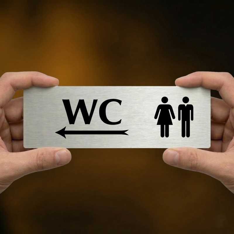 WC společné vlevo, 240x79mm, stříbrná popiska 