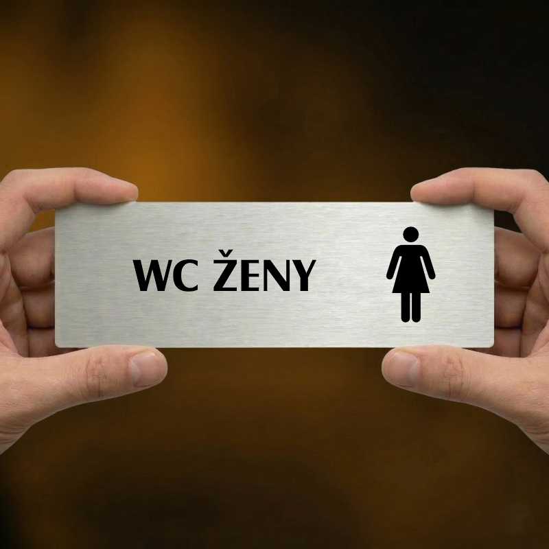 WC ženy, 200x66mm, zlatá popiska s okrasným rámečkem  